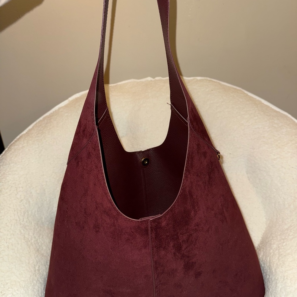 Elegant Burgundy Suede Women's Bag